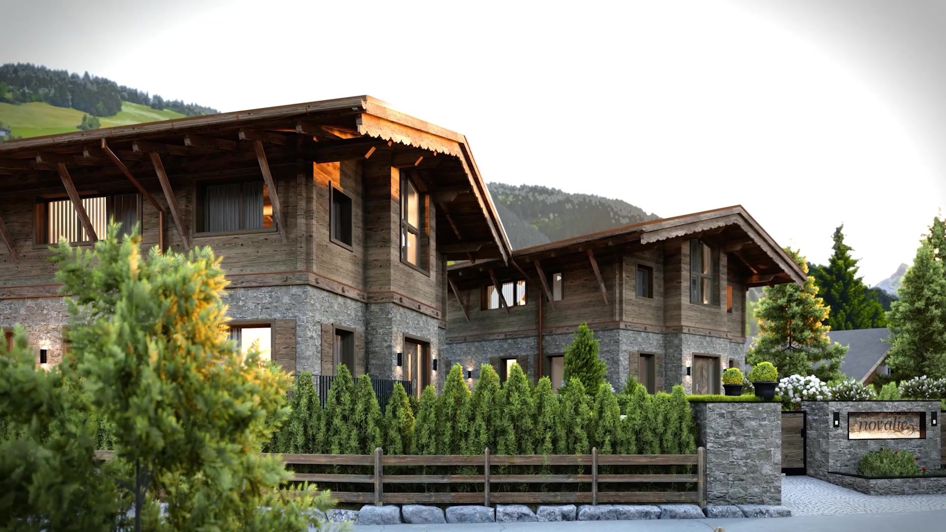 Wohnhaus im alpinen Stil mit Garten